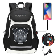 Transformers USB Charging Backpack School Notebook Travel Bags