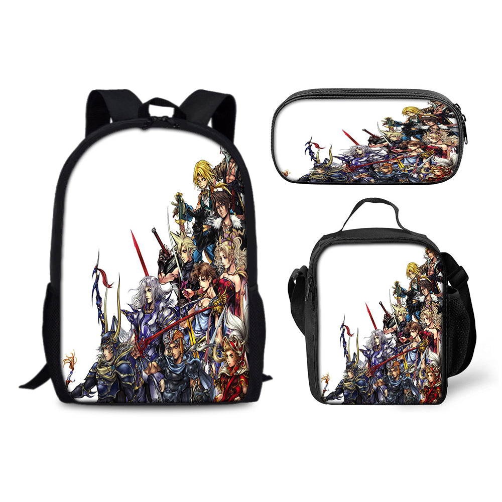 Final Fantasy Backpack Schoolbag Lunch Bag Pencil Bag for Kids Students 3PCS