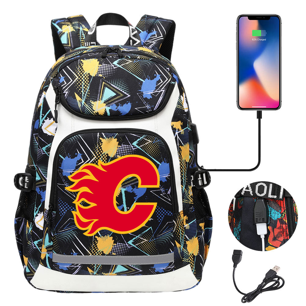 San Jose Sharks Nashville Predators Calgary Flames St. Louis Blues Minnesota wild USB Charging Backpack School Notebook Travel Bags