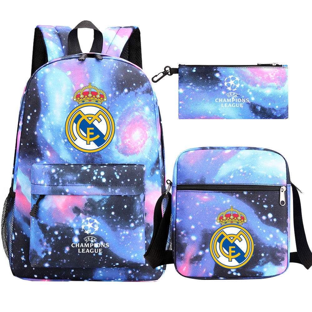 Real Madrid Football Club Schoolbag Backpack Shoulder Bag Pencil Bag 3pcs set for Kids Students