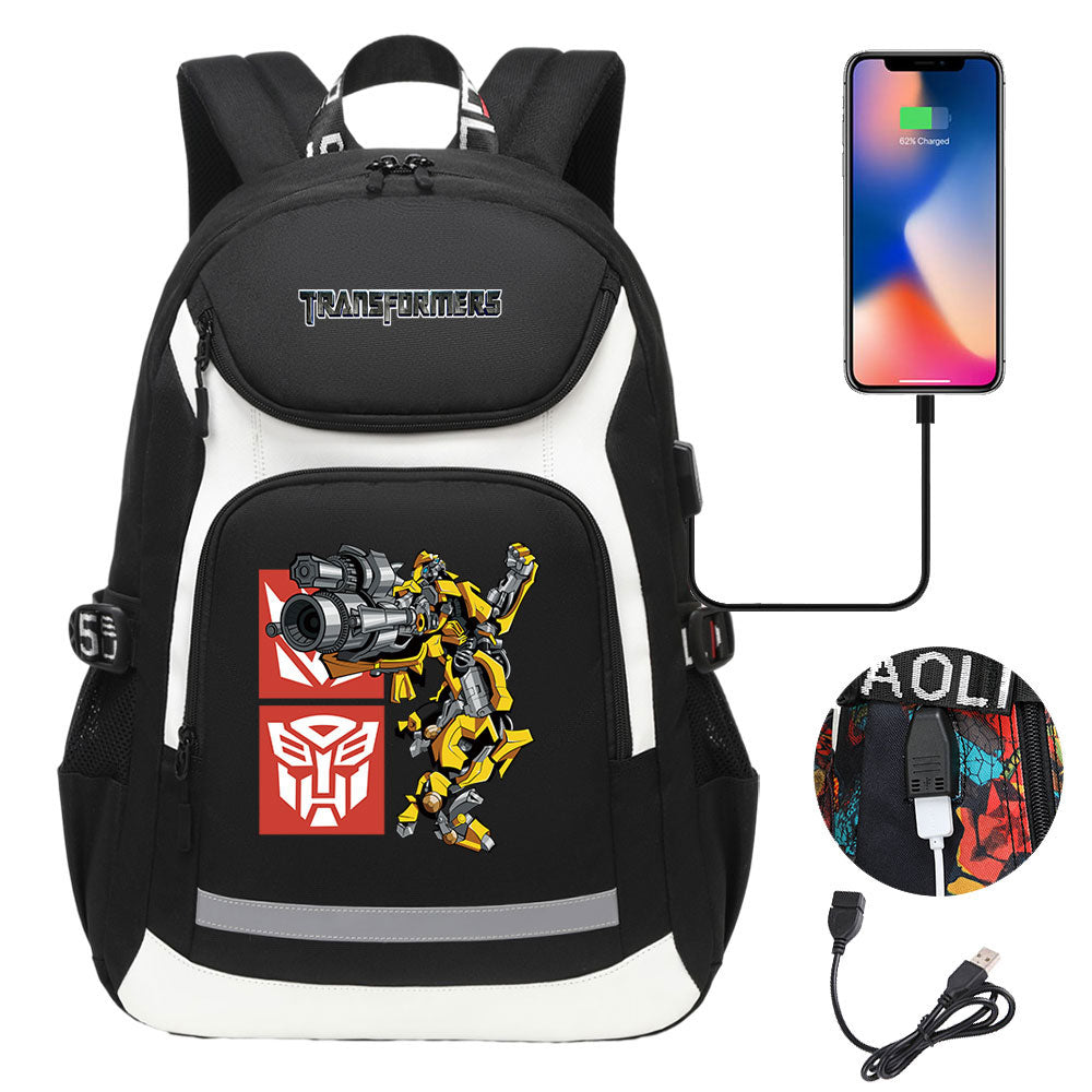 Transformers USB Charging Backpack School Notebook Travel Bags