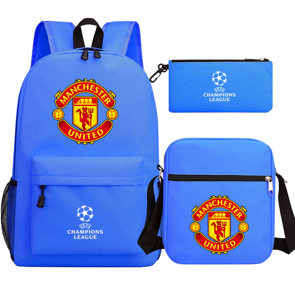 Manchester United Football Club Schoolbag Backpack Shoulder Bag Pencil Bag 3pcs set for Kids Students