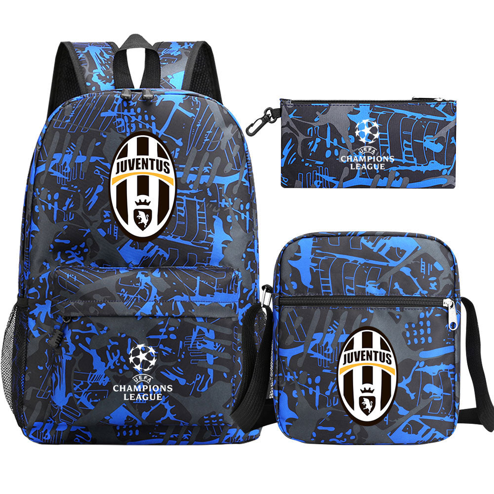 Juventus Football Club Schoolbag Backpack Shoulder Bag Pencil Bag 3pcs set for Kids Students