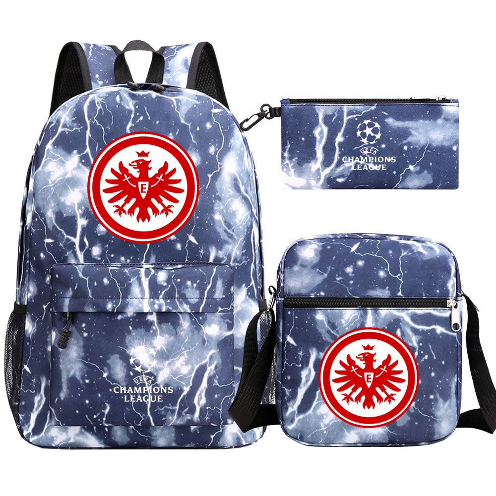 Eintracht Frankfurt Football Club Schoolbag Backpack Shoulder Bag Pencil Bag 3pcs set for Kids Students