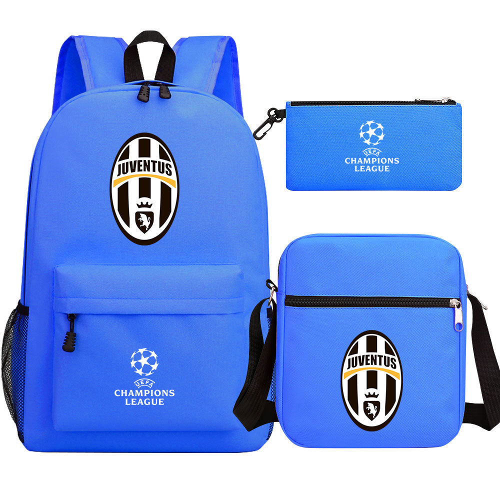 Juventus Football Club Schoolbag Backpack Shoulder Bag Pencil Bag 3pcs set for Kids Students