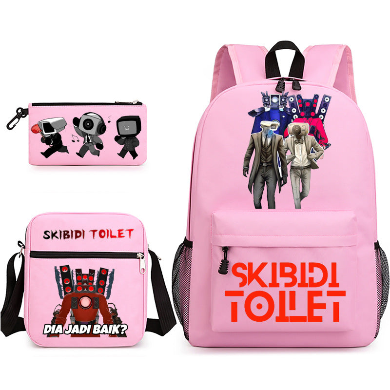 Game Skibidi Toilet Schoolbag Backpack Shoulder Bag Pencil Bag Set Gift for Kids Students