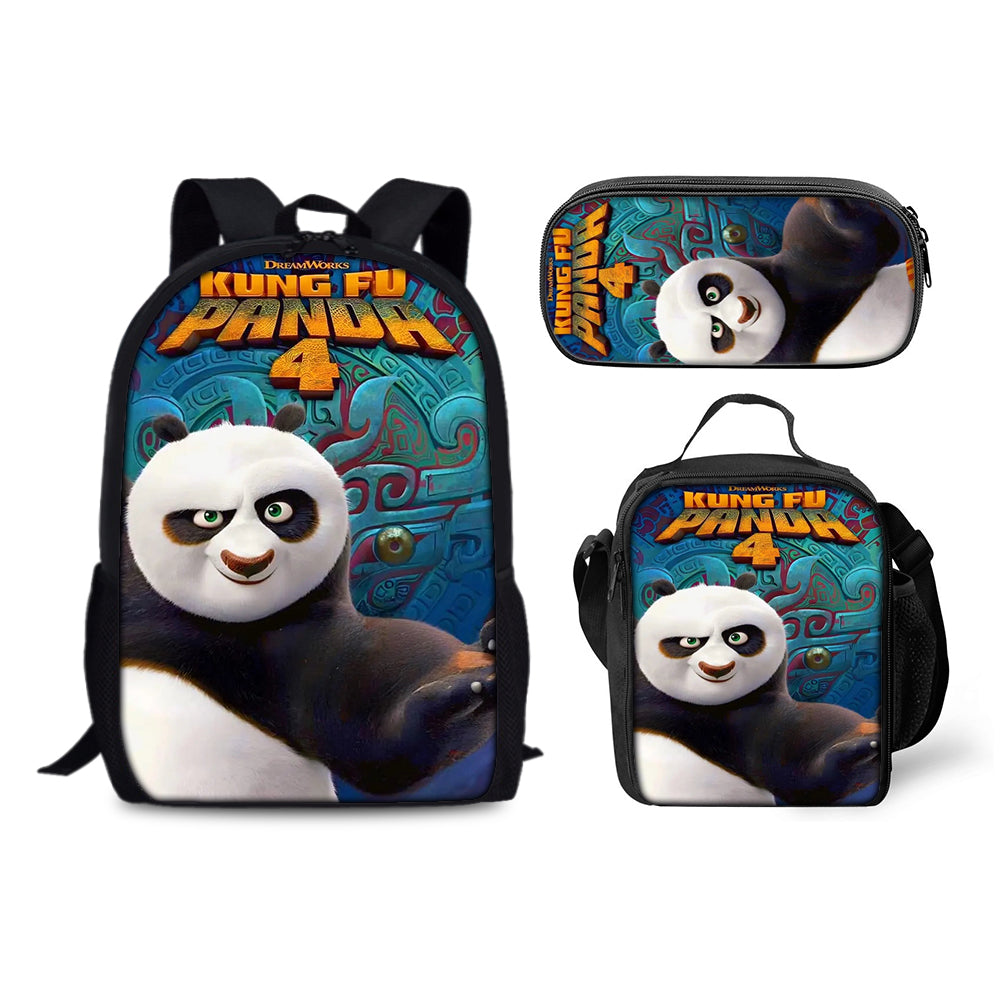 Kung Fu Panda Backpack Schoolbag Lunch Bag Pencil Bag for Kids Students 3PCS