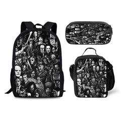 Nun Scary Movie Backpack Schoolbag Lunch Bag Pencil Bag for Kids Students 3PCS