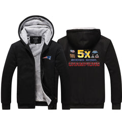 New England  Football Patriots Unisex Lined Hoodie Fleece Sweatshirt Full Zipper Hooded Thicken Jacket