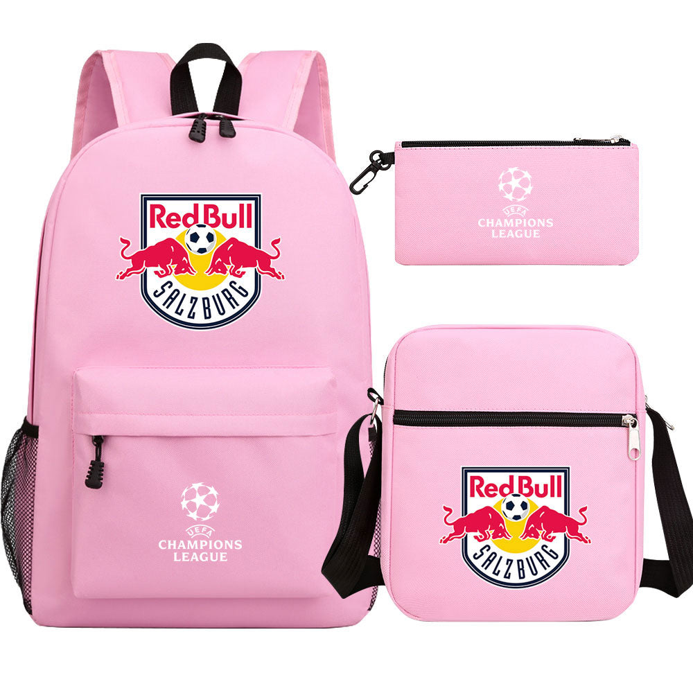 Salzburg Football Club Schoolbag Backpack Shoulder Bag Pencil Bag 3pcs set for Kids Students