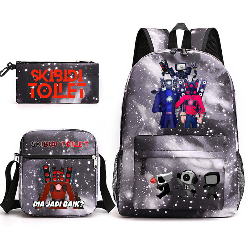 Game Skibidi Toilet Schoolbag Backpack Shoulder Bag Pencil Bag Set Gift for Kids Students