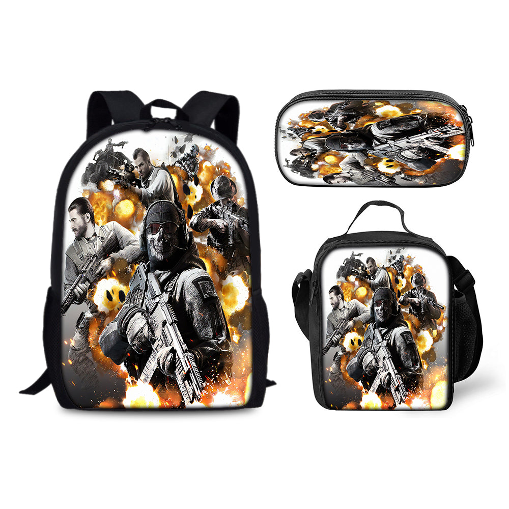 Call of Duty Backpack Schoolbag Lunch Bag Pencil Bag for Kids Students 3PCS