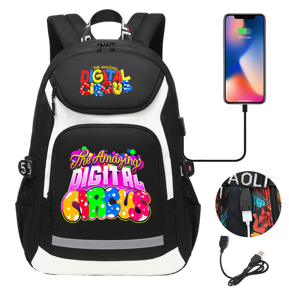 The Amazing Digital Circus USB Charging Backpack School Notebook Travel Bags