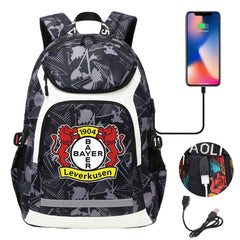 Bayer 04 Leverkusen Football Club USB Charging Backpack School Notebook Travel Bags
