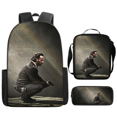 The Walking Dead Full Printed Backpack Schoolbag Travel Notebook Bag Lunch Bag Pencil Bag for Kids Students 3PCS