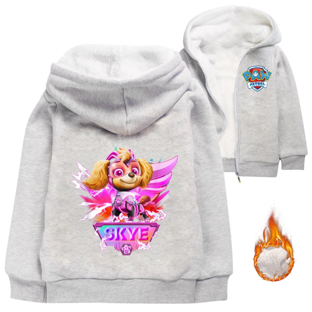 Paw Patrol Skye Sherpa Lined Hoodie Fleece Sweatshirt Full Zip Hooded Jacket for Kids