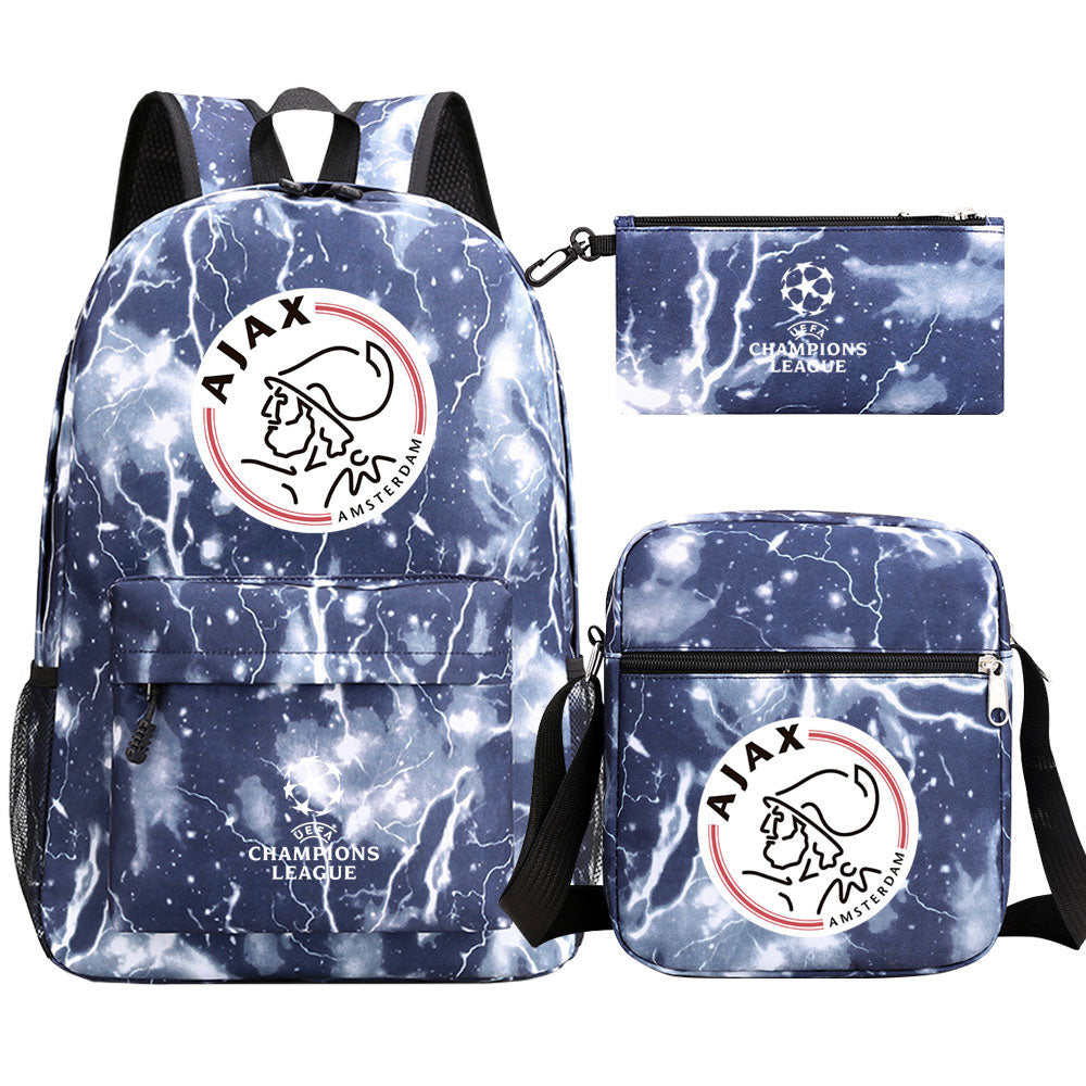 Amsterdamsche Football Club Schoolbag Backpack Shoulder Bag Pencil Bag 3pcs set for Kids Students
