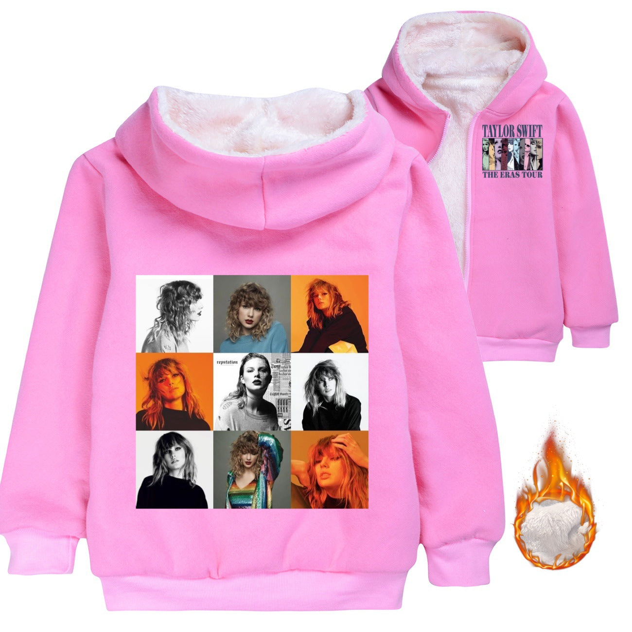 Taylor Swift Sherpa Lined Hoodie Fleece Sweatshirt Full Zip Hooded Jacket for Kids