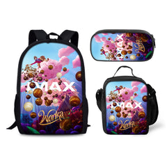 Wonka Backpack Schoolbag Lunch Bag Pencil Bag for Kids Students 3PCS