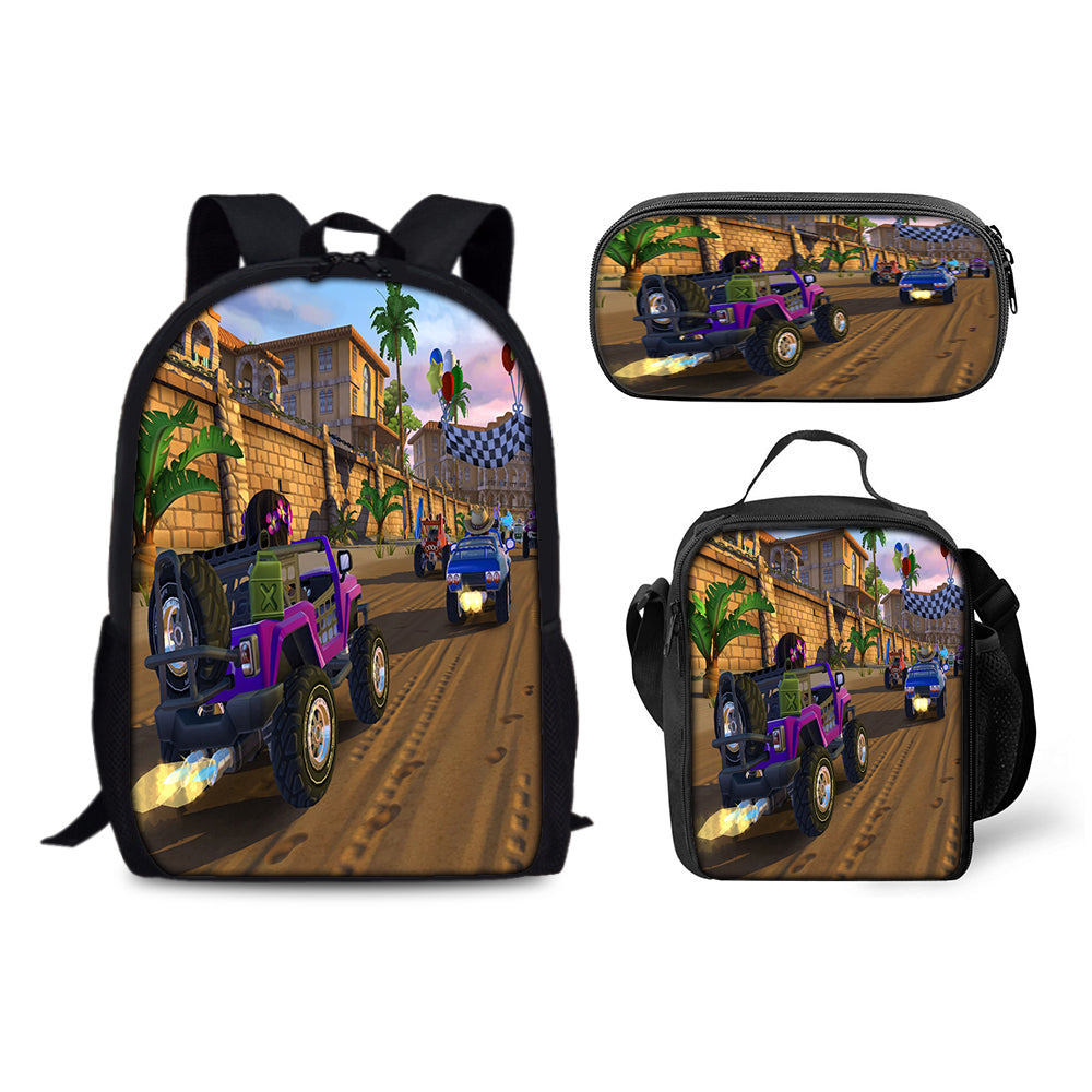 Beach Buggy Racing  Backpack Schoolbag Lunch Bag Pencil Bag for Kids Students 3PCS