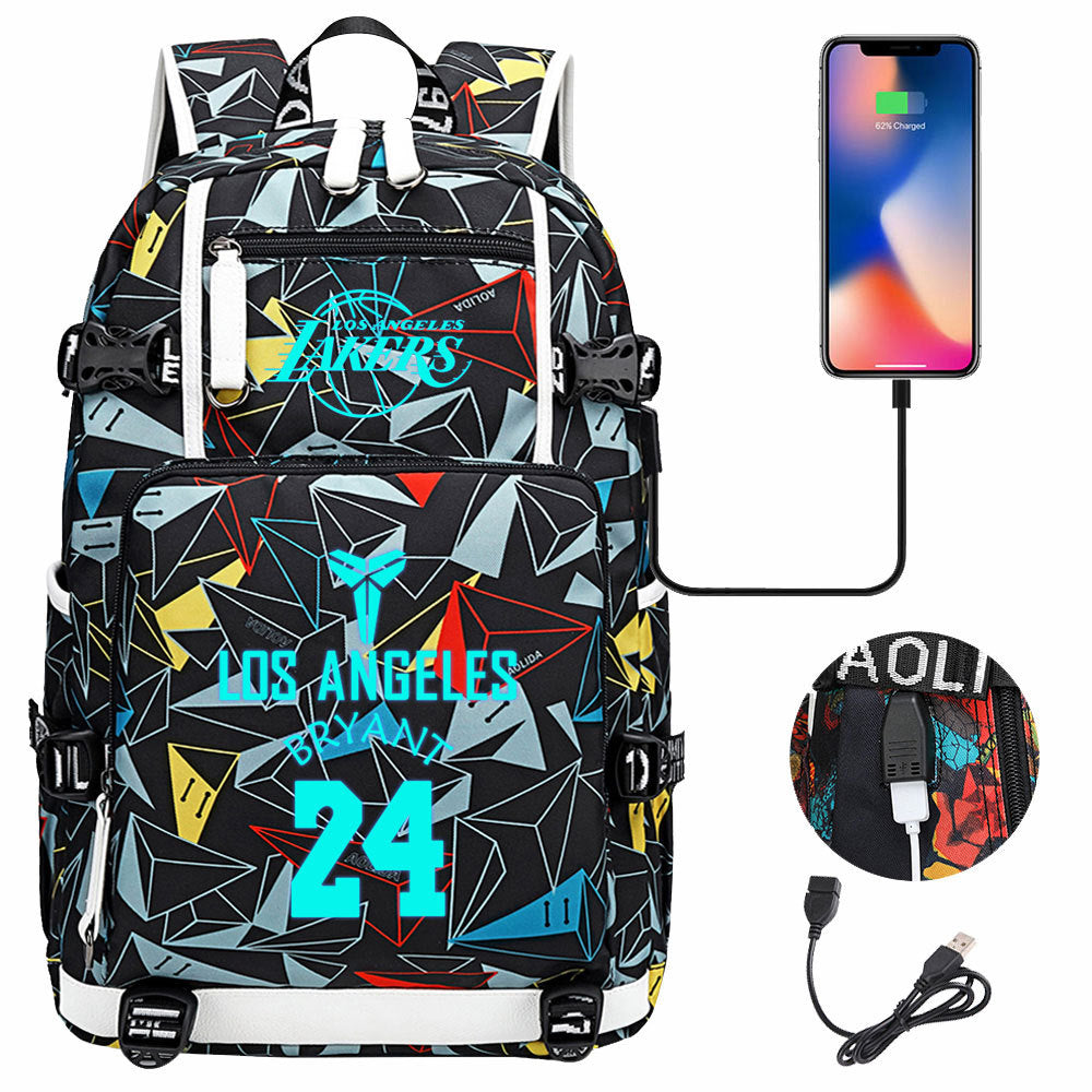 Kobe Black Mamba Curry Bucks Antetokounmpo USB Charging Backpack School Notebook Travel Bags Basketball Bag