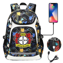 Bayer 04 Leverkusen Football Club USB Charging Backpack School Notebook Travel Bags