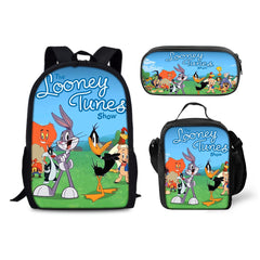 Looney Tunes Backpack Schoolbag Lunch Bag Pencil Bag for Kids Students 3PCS