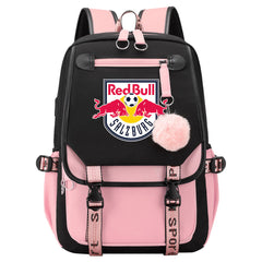 Salzburg Football Club Waterproof Backpack School Notebook Travel Bags USB Charging