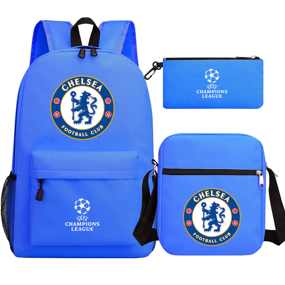 Chelsea Football Club Schoolbag Backpack Shoulder Bag Pencil Bag 3pcs set for Kids Students