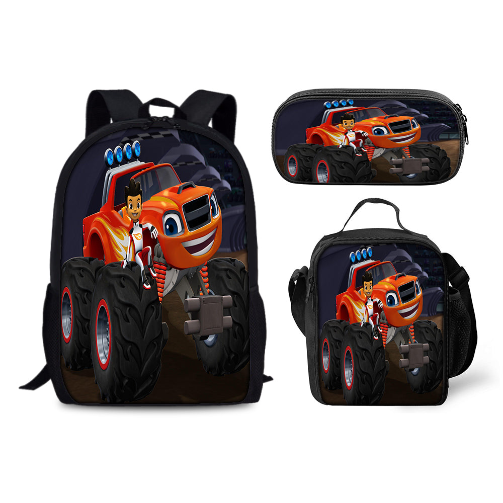 Blaze and the Monster Machines Backpack Schoolbag Lunch Bag Pencil Bag for Kids Students 3PCS