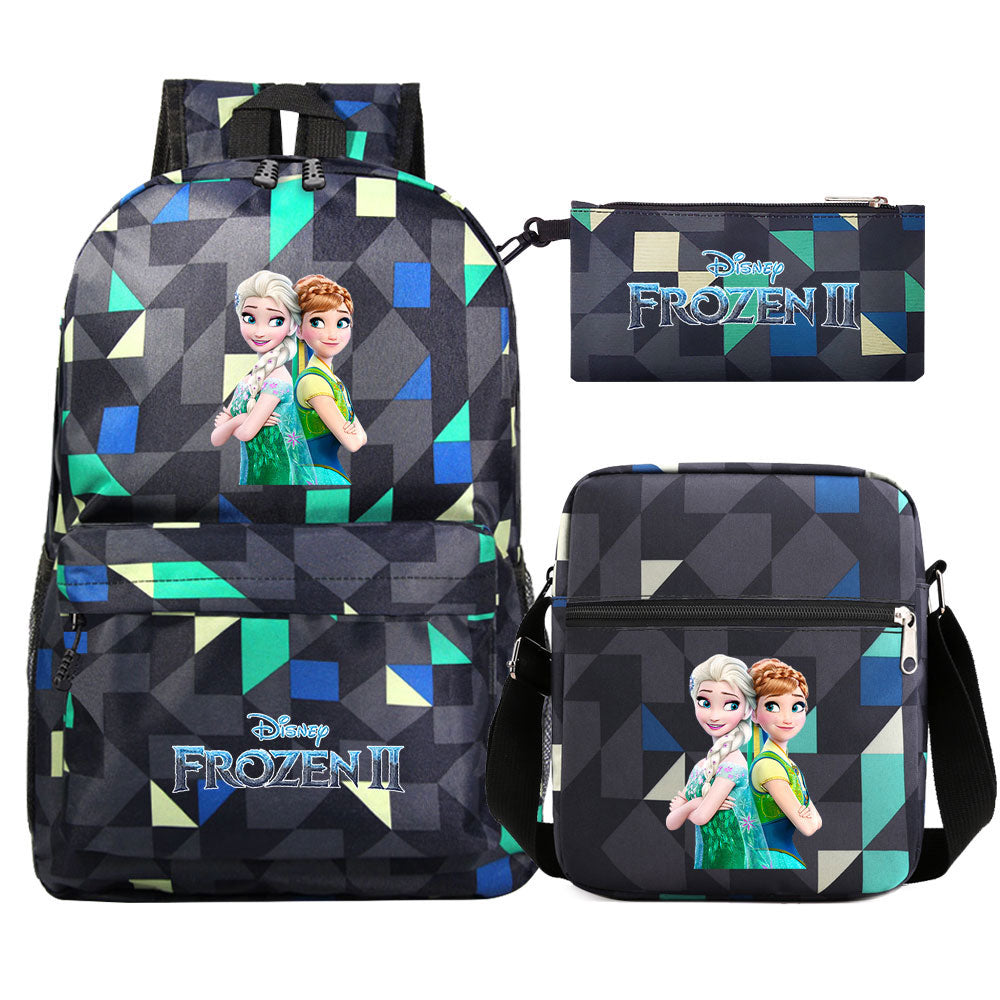 Frozen Elsa Anna Princess  Printed Schoolbag Backpack Shoulder Bag Pencil Bag 3pcs set for Kids Students