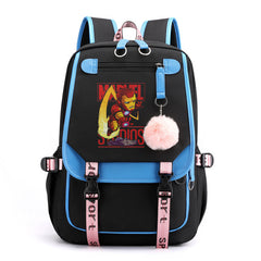 Iron Man Waterproof Backpack School Notebook Travel Bags USB Charging