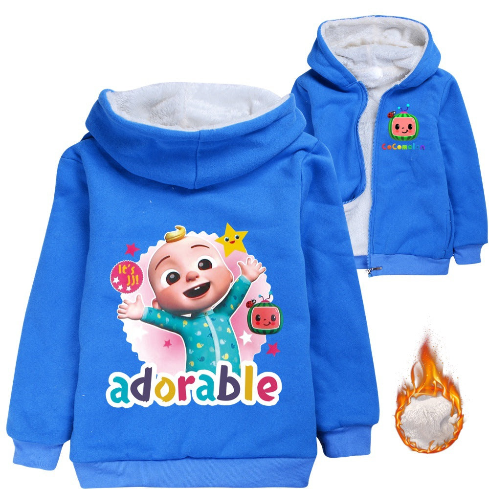 Adorable Coco Sherpa Lined Hoodie Fleece Sweatshirt Full Zip Hooded Jacket for Kids