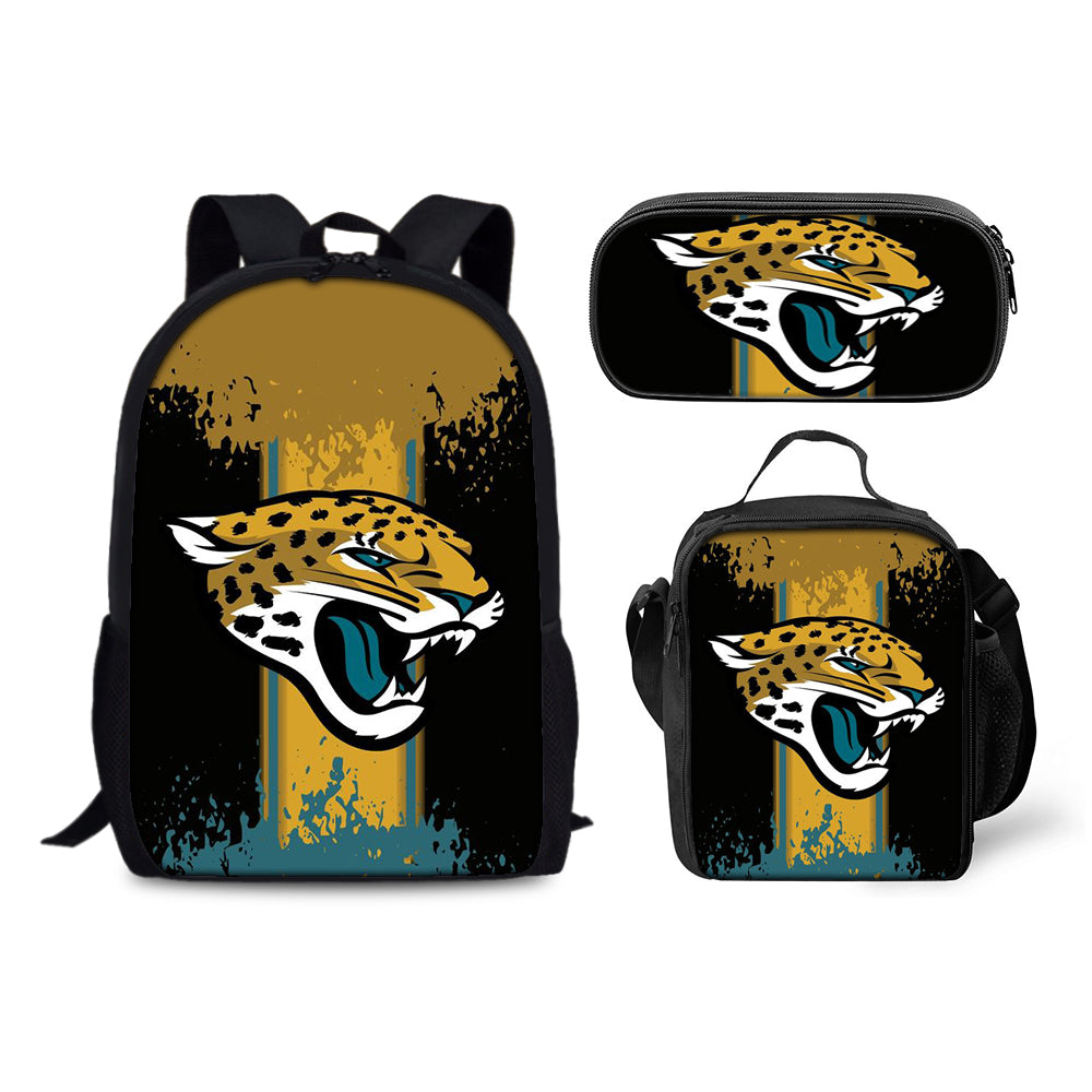 Jacksonville Jaguars Football Team Backpack Schoolbag Lunch Bag Pencil Bag for Kids Students 3PCS