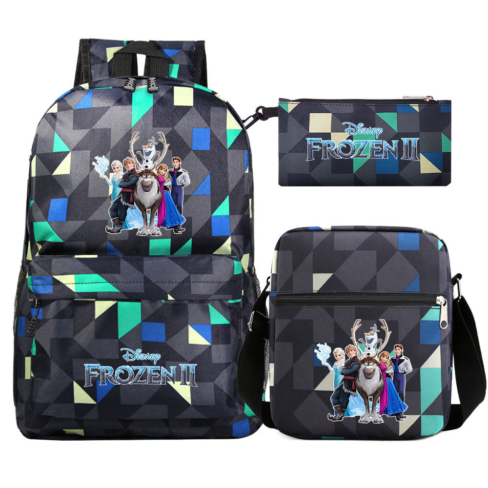 Frozen Elsa Anna Princess  Printed Schoolbag Backpack Shoulder Bag Pencil Bag 3pcs set for Kids Students