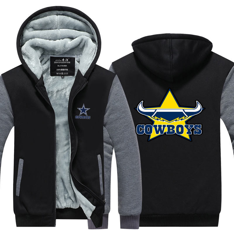 Dallas Football Cowboy Unisex Lined Hoodie Fleece Sweatshirt Full Zipper Hooded Thicken Jacket