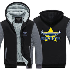 Dallas Football Cowboy Unisex Lined Hoodie Fleece Sweatshirt Full Zipper Hooded Thicken Jacket