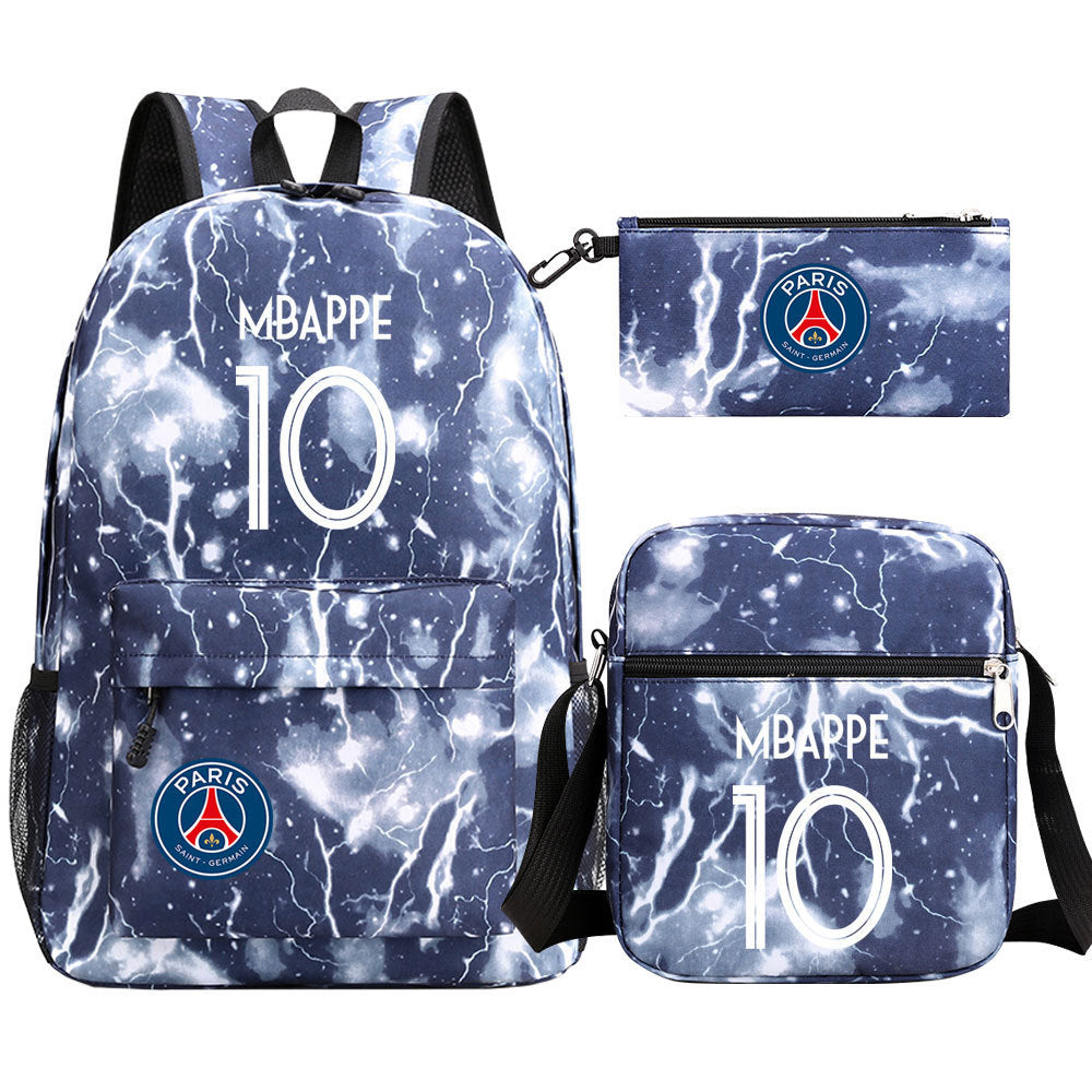 Football Paris Mbappe Schoolbag Backpack Shoulder Bag Pencil Bag Set Gift for Kids Students