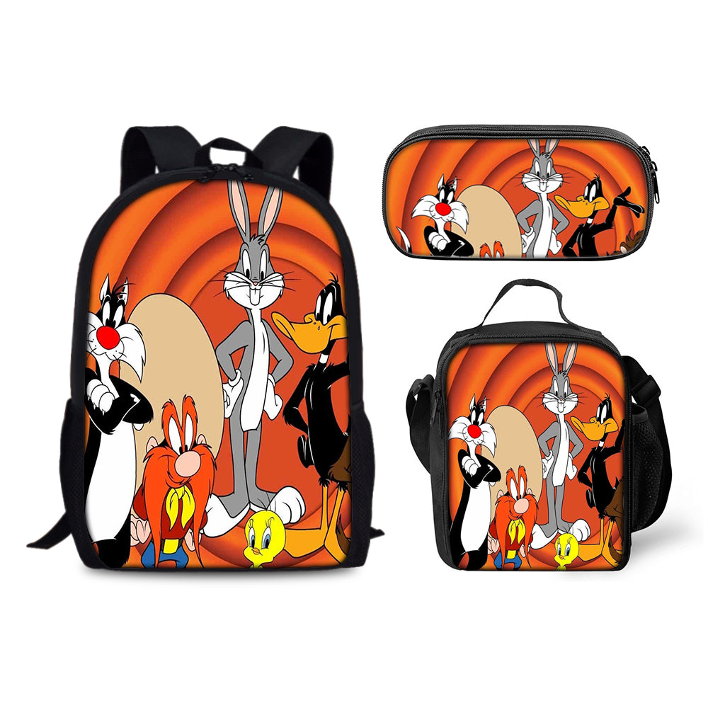 Looney Tunes Backpack Schoolbag Lunch Bag Pencil Bag for Kids Students 3PCS