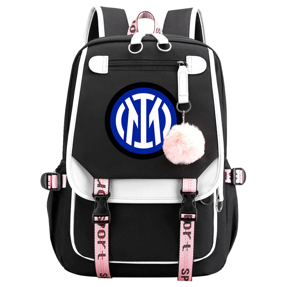 Internazionale Milano Football Club Waterproof Backpack School Notebook Travel Bags USB Charging