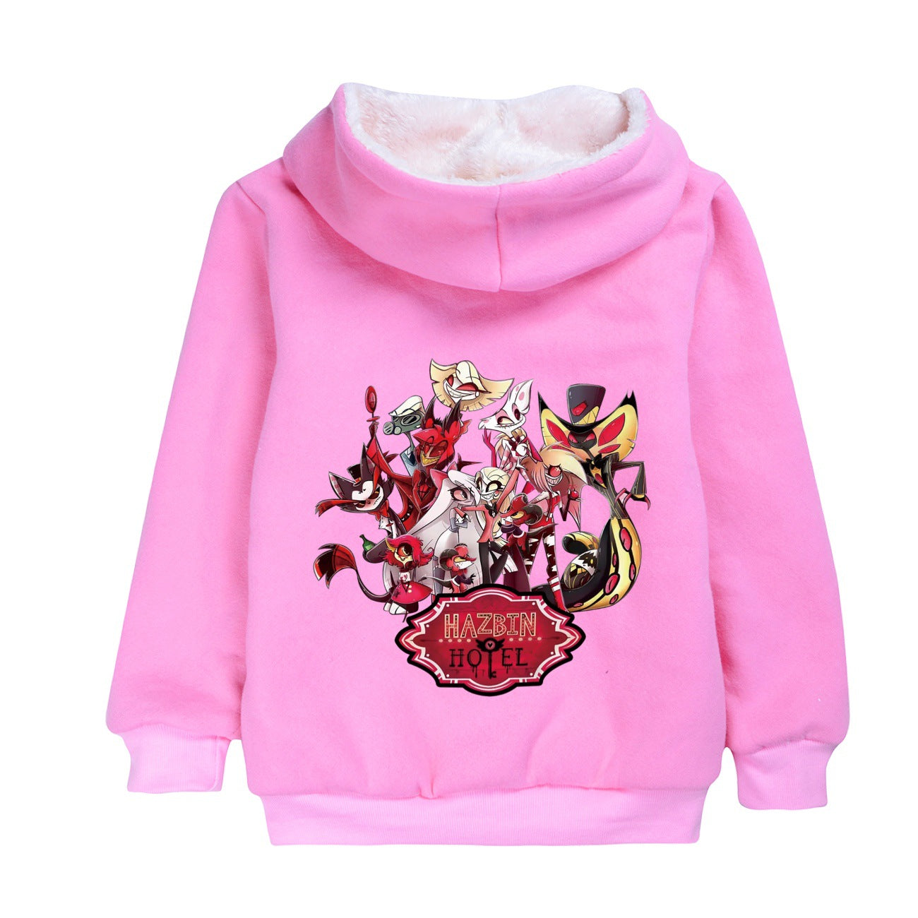 Hazbin Hotel Superstar Sherpa Lined Hoodie Fleece Sweatshirt Full Zip Hooded Jacket for Kids