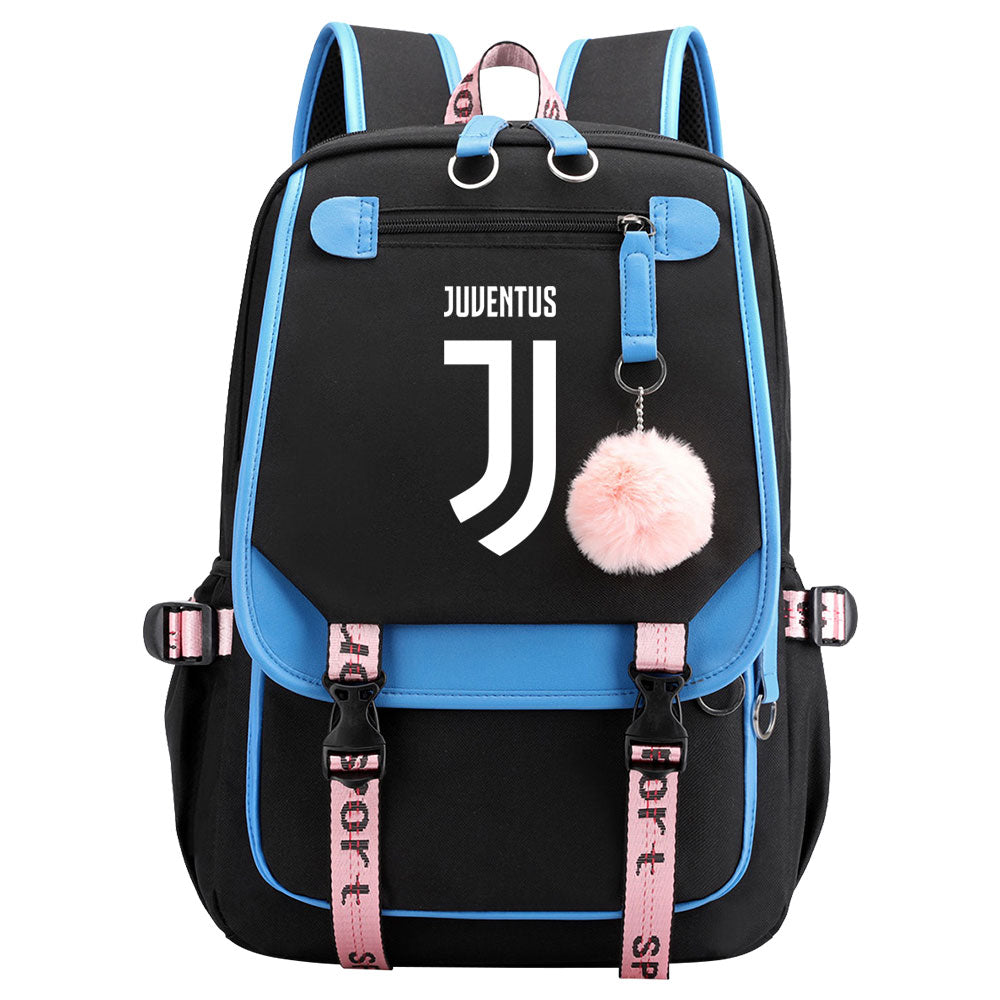 Juventus Football Club Waterproof Backpack School Notebook Travel Bags USB Charging
