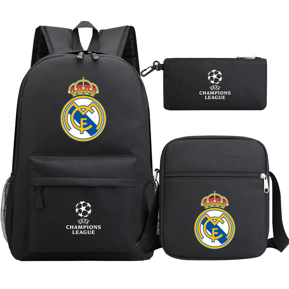 Real Madrid Football Club Schoolbag Backpack Shoulder Bag Pencil Bag 3pcs set for Kids Students