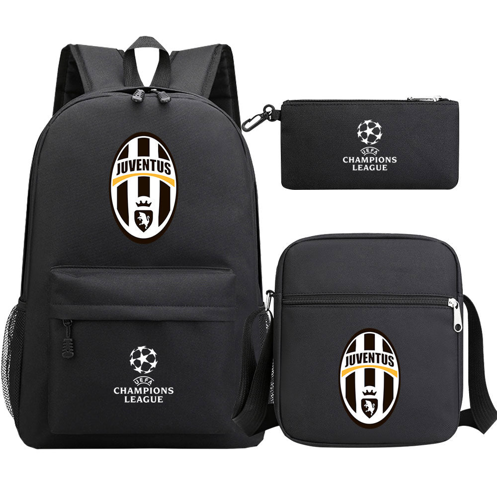Juventus Football Club Schoolbag Backpack Shoulder Bag Pencil Bag 3pcs set for Kids Students