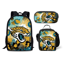 Jacksonville Jaguars Football Team Backpack Schoolbag Lunch Bag Pencil Bag for Kids Students 3PCS