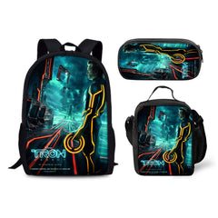 Tron Legacy Backpack Schoolbag Lunch Bag Pencil Bag for Kids Students 3PCS