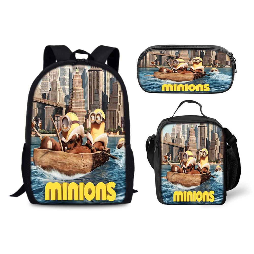 Minions Backpack Schoolbag Lunch Bag Pencil Bag for Kids Students 3PCS