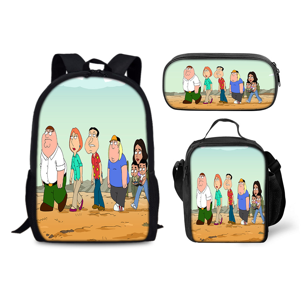 Family Guy Backpack Schoolbag Lunch Bag Pencil Bag for Kids Students 3PCS