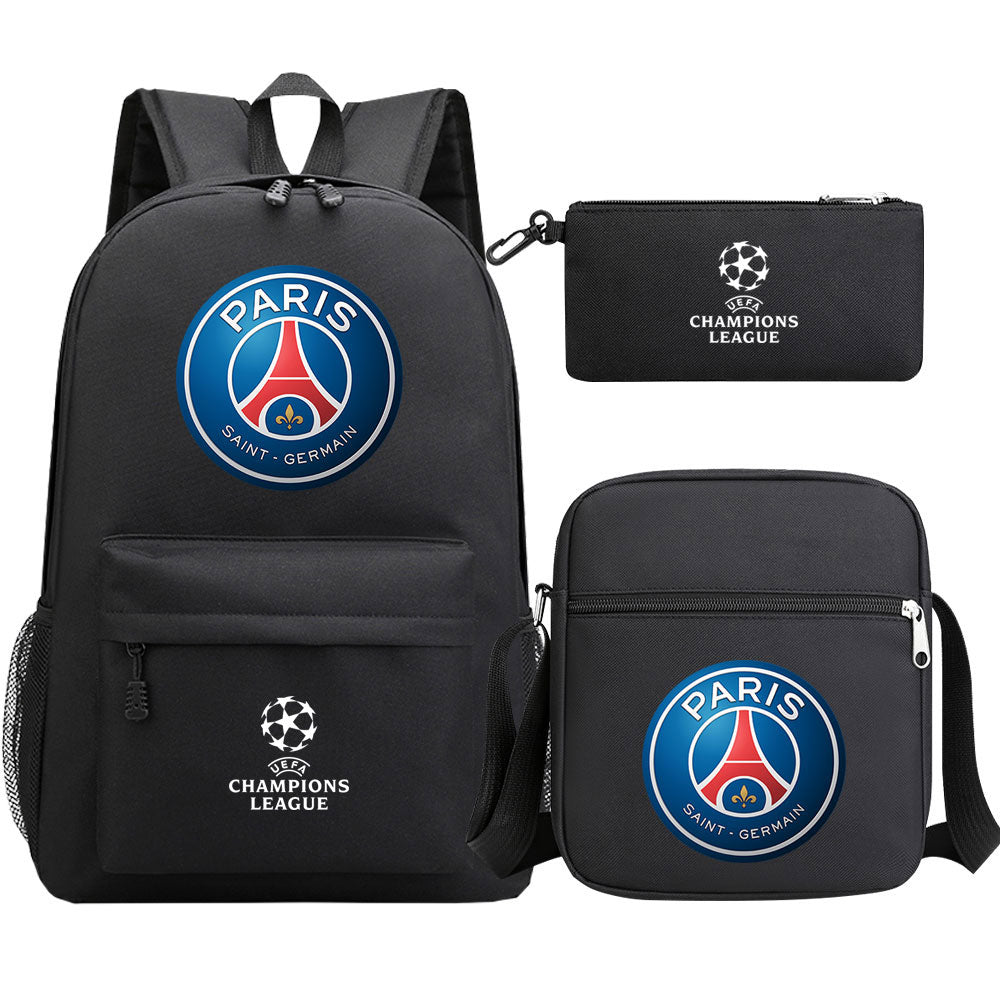 Paris Saint Germain Football Club Schoolbag Backpack Shoulder Bag Pencil Bag 3pcs set for Kids Students