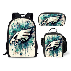 Philadelphia Eagles Football Team Backpack Schoolbag Lunch Bag Pencil Bag for Kids Students 3PCS